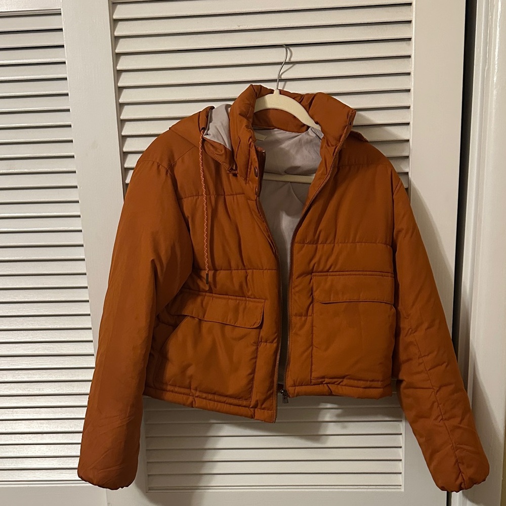 Pilcro color blocked cropped puffer jacket